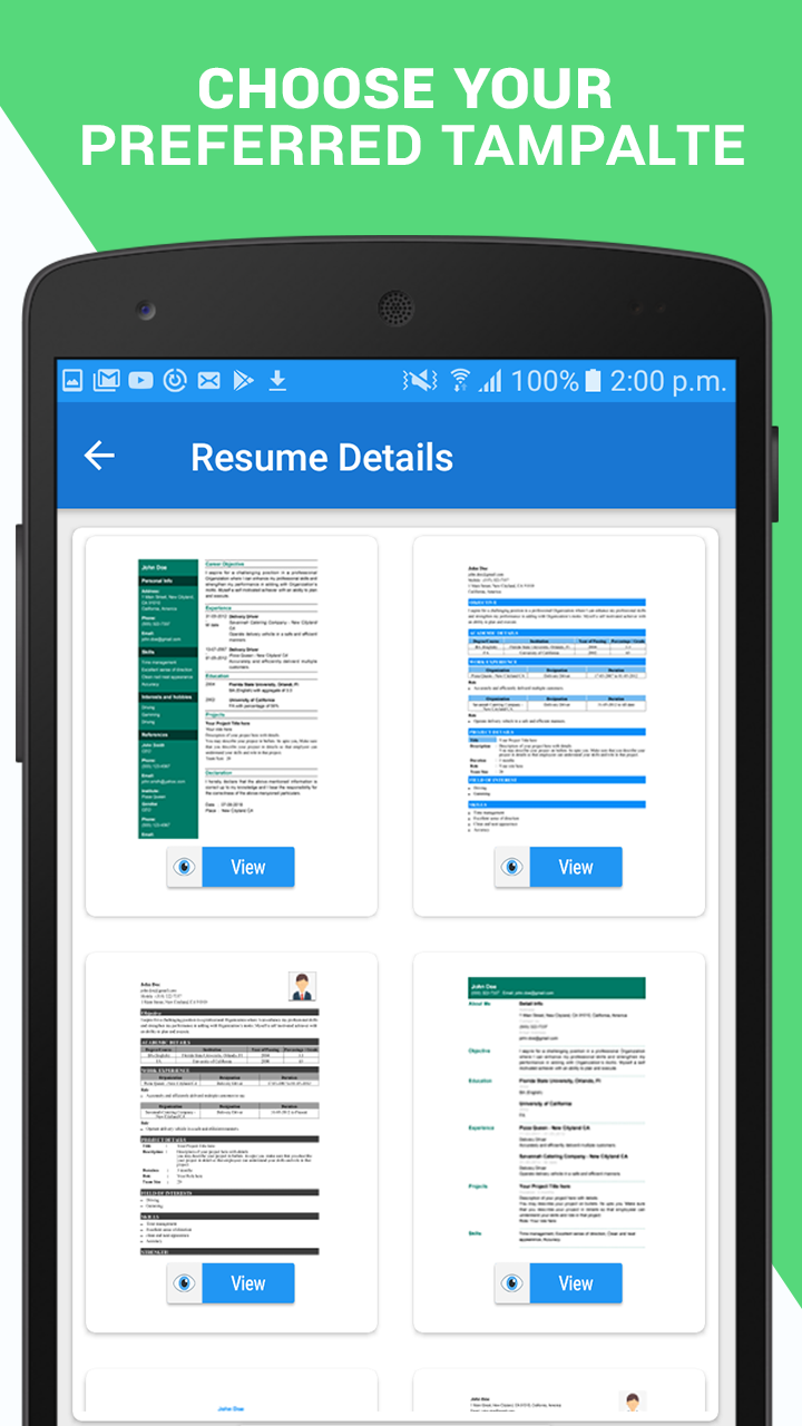 اسکرین شات 1 برنامه Resume Builder & CV Maker PDF