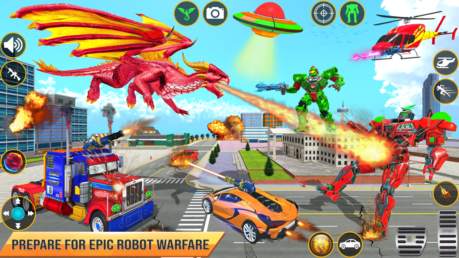 اسکرین شات 1 برنامه Dragon Robot Car Games 3d