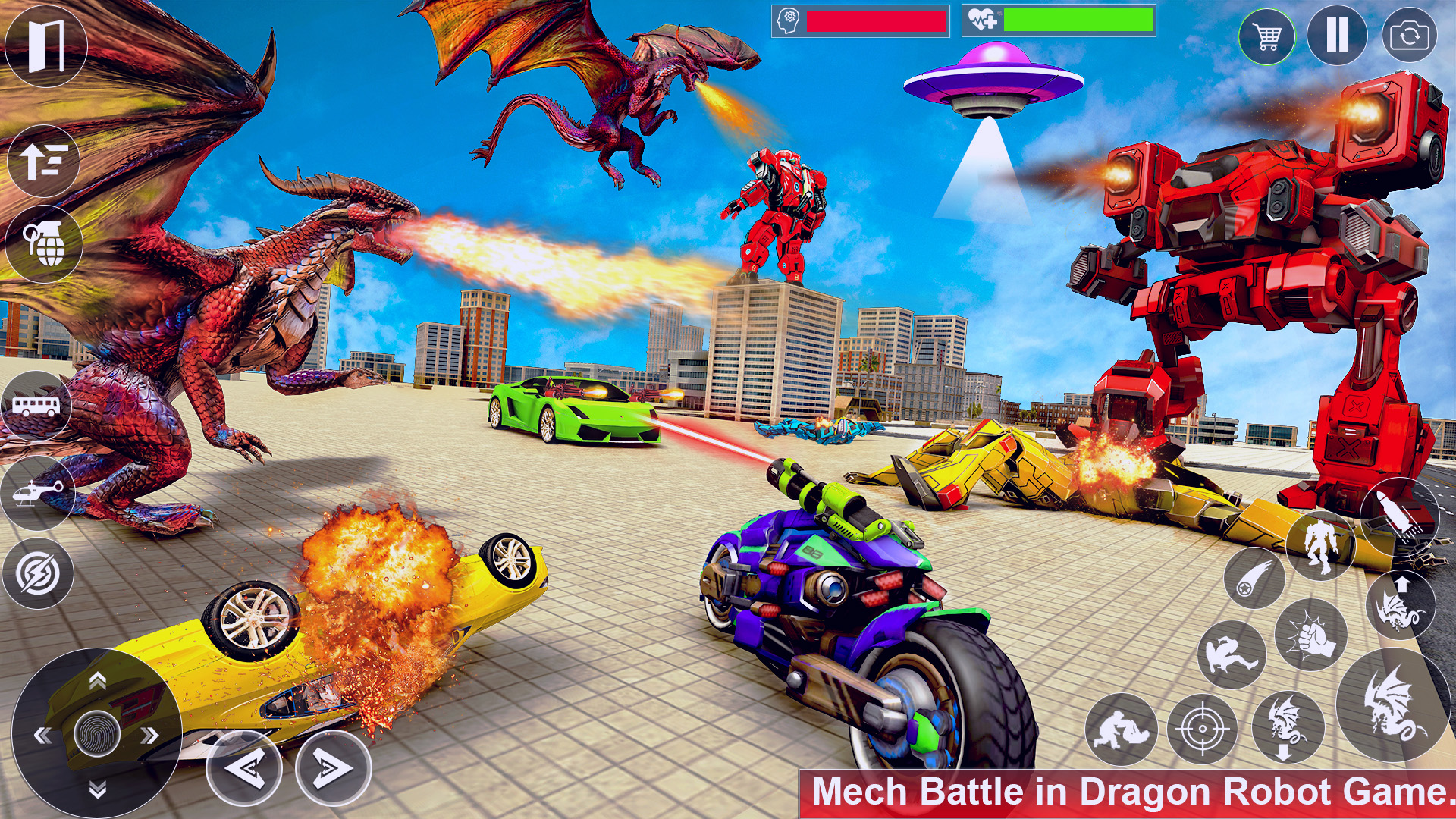 اسکرین شات 2 برنامه Dragon Robot Car Games 3d