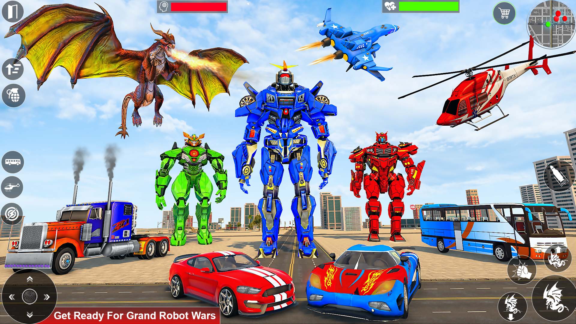 اسکرین شات 4 برنامه Dragon Robot Car Games 3d