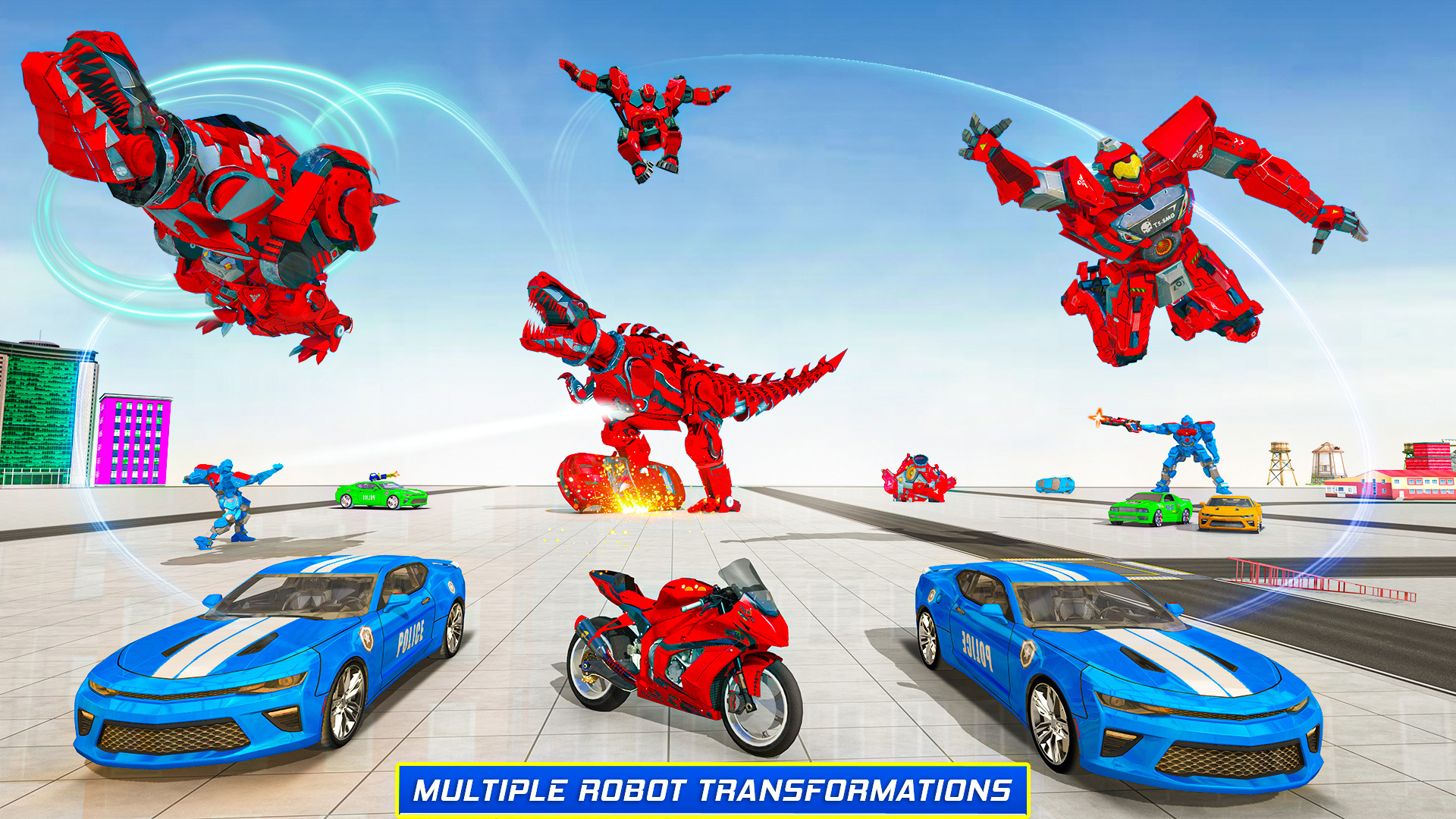 اسکرین شات 4 برنامه Police Dino Robot Car Game 3d