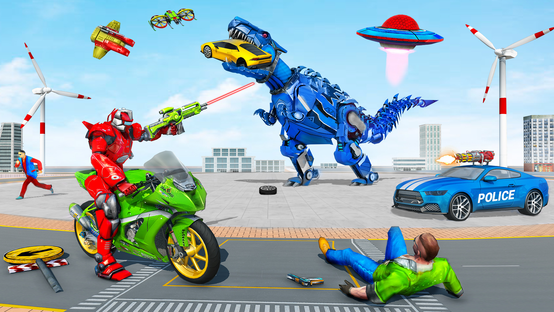 اسکرین شات 3 برنامه Police Dino Robot Car Game 3d