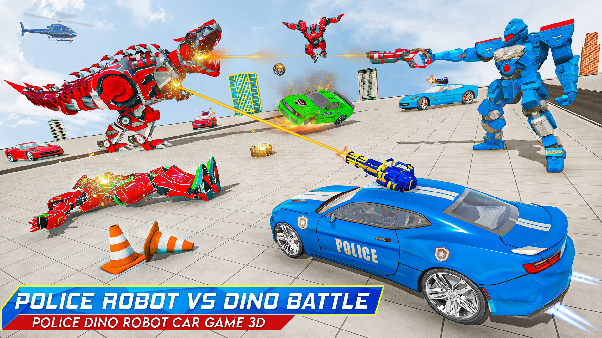 اسکرین شات 2 برنامه Police Dino Robot Car Game 3d