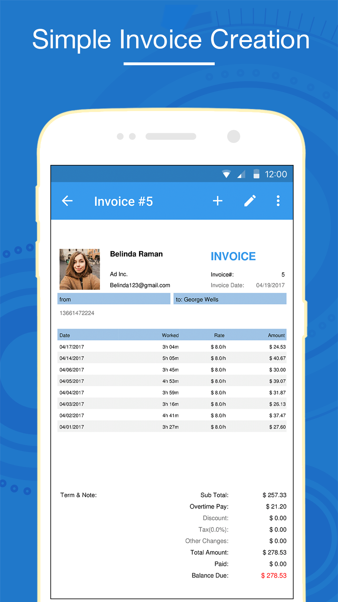 اسکرین شات 3 برنامه Hours Keeper - Time Tracking