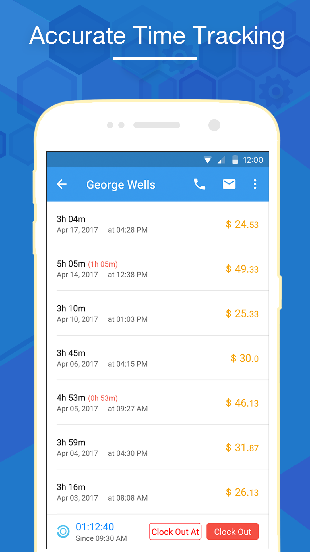 اسکرین شات 1 برنامه Hours Keeper - Time Tracking