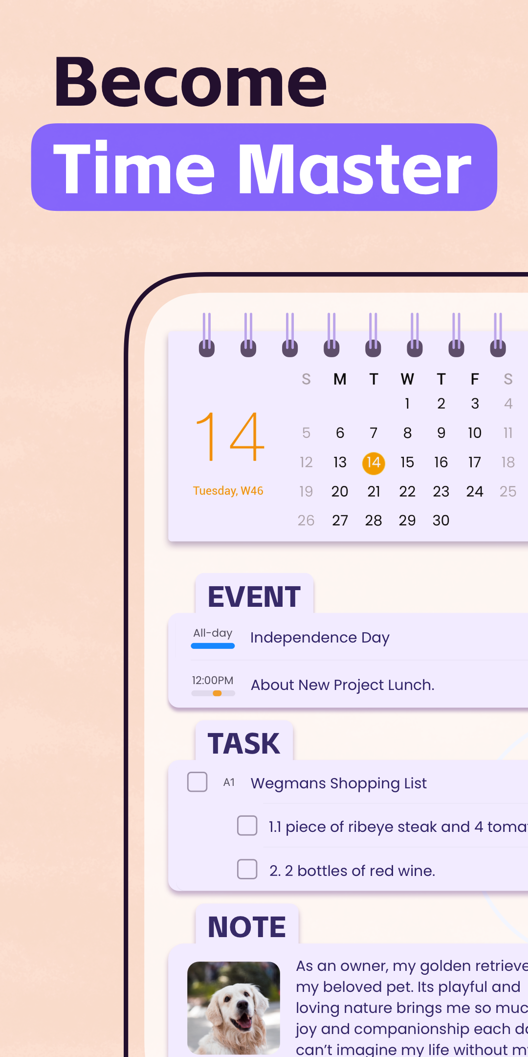اسکرین شات 1 برنامه Planner Pro - Daily Calendar