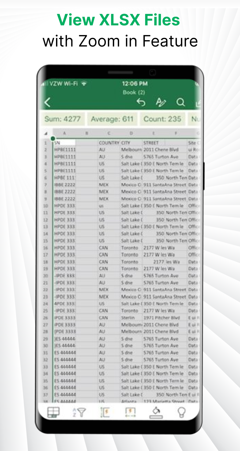 اسکرین شات 1 برنامه Xlsx File Reader & Xls Viewer