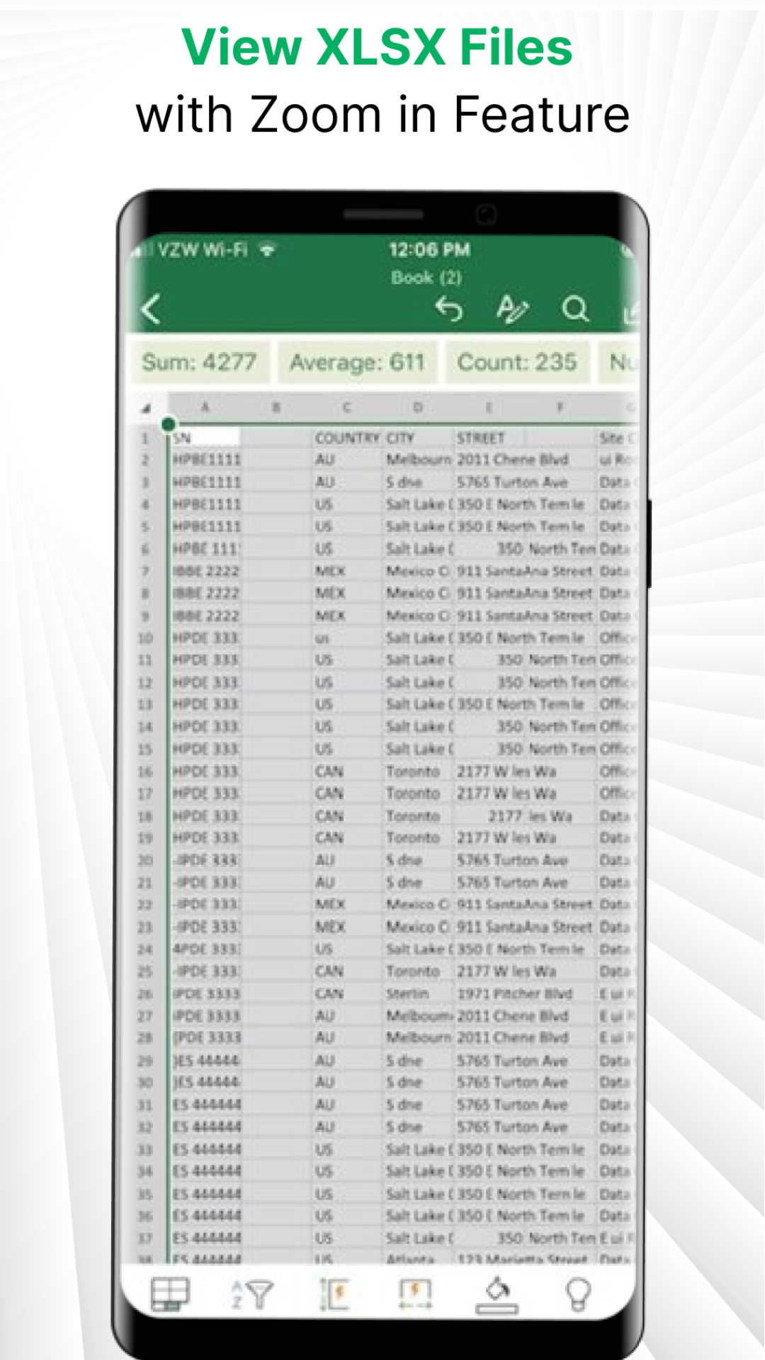 اسکرین شات 1 برنامه Xlsx File Reader & Xls Viewer