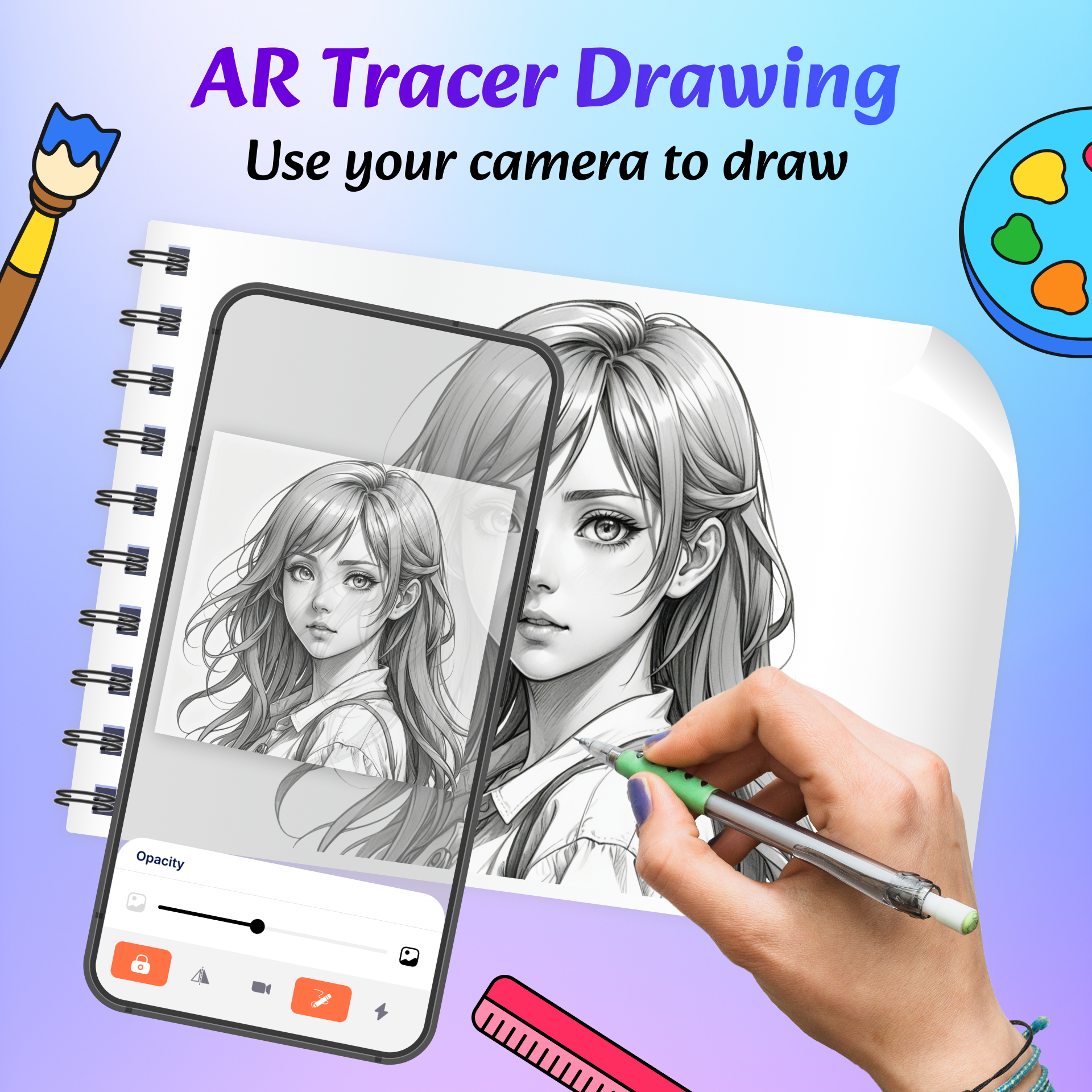 اسکرین شات 1 برنامه AR Tracer: Trace Drawing