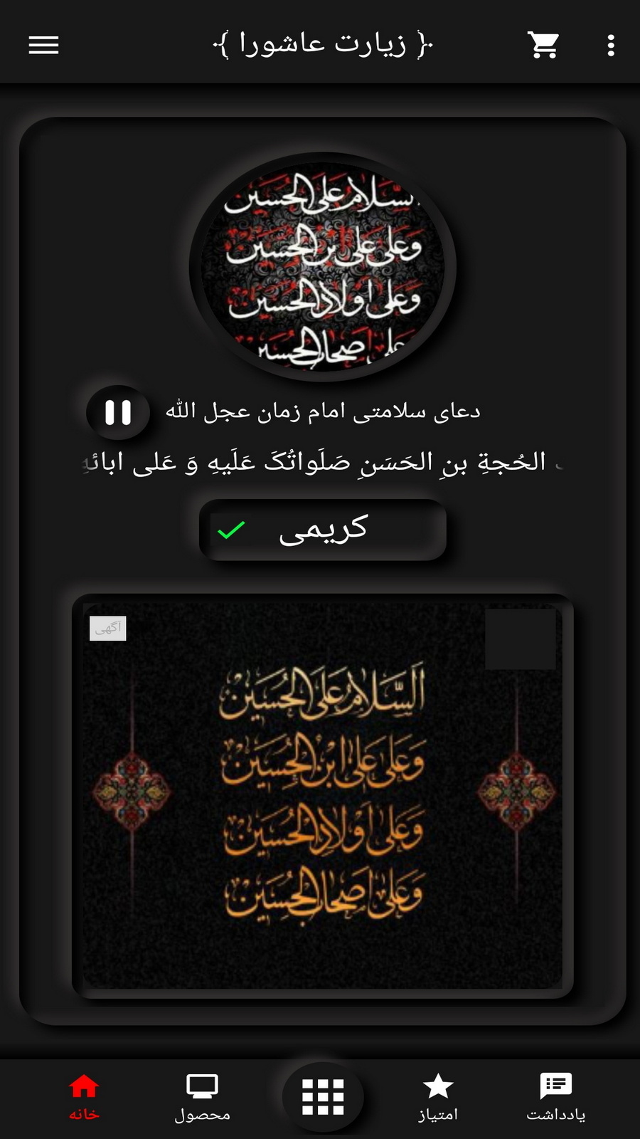 اسکرین شات 2 برنامه زیارت عاشورا (کریمی+ترجمه)