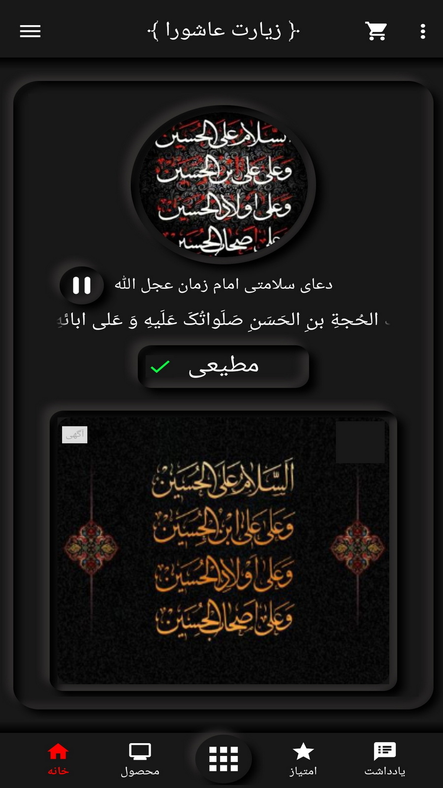اسکرین شات 2 برنامه زیارت عاشورا (مطیعی+ترجمه)