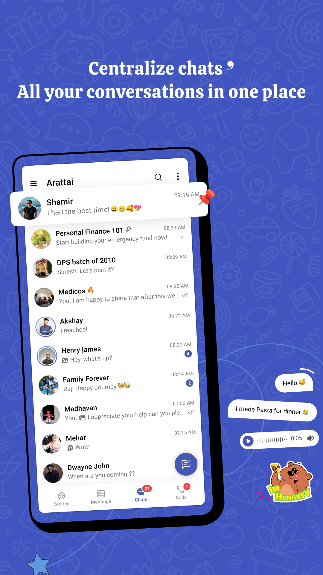 اسکرین شات 1 برنامه Arattai Messenger