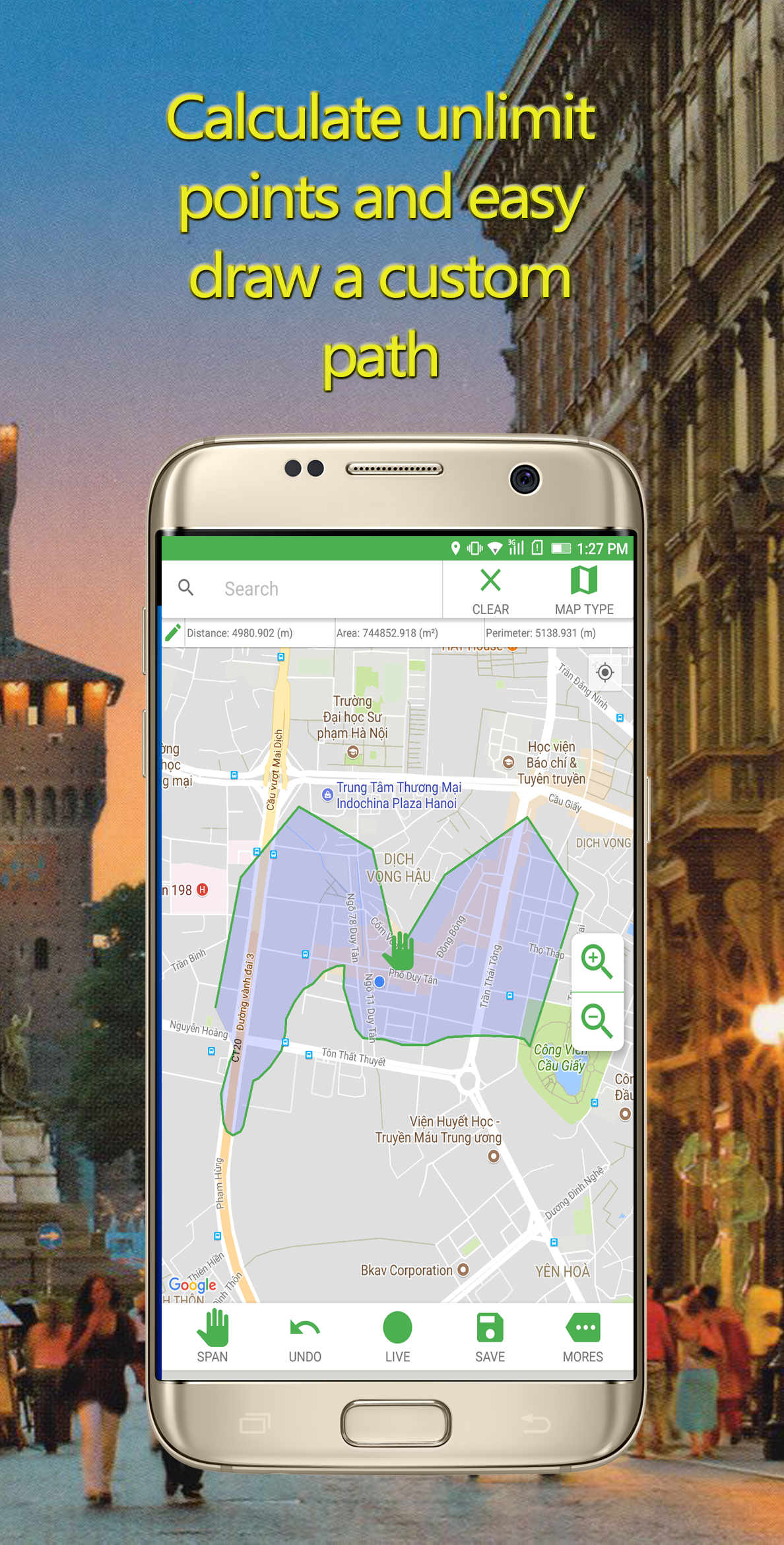اسکرین شات 1 برنامه Fingerlator : GPS Area measure