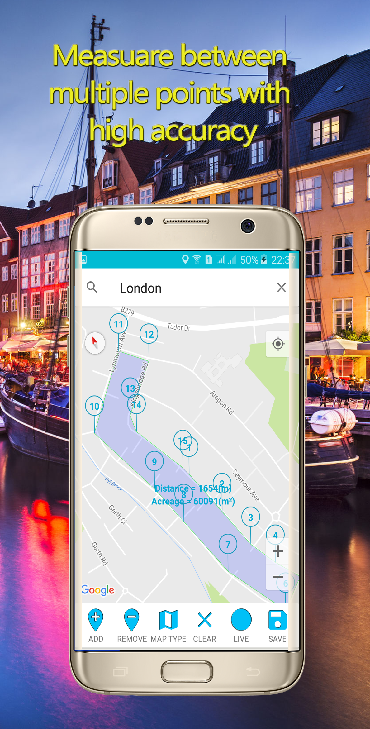 اسکرین شات 4 برنامه Fingerlator : GPS Area measure