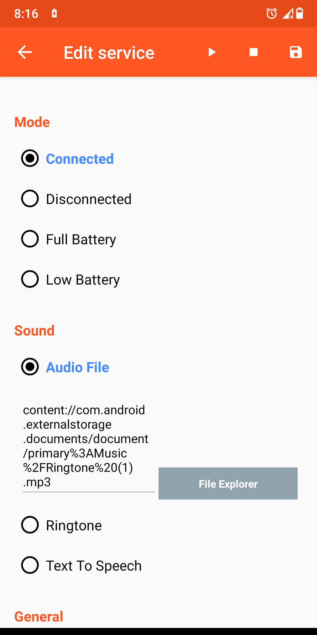 اسکرین شات 2 برنامه Battery Sound Notification