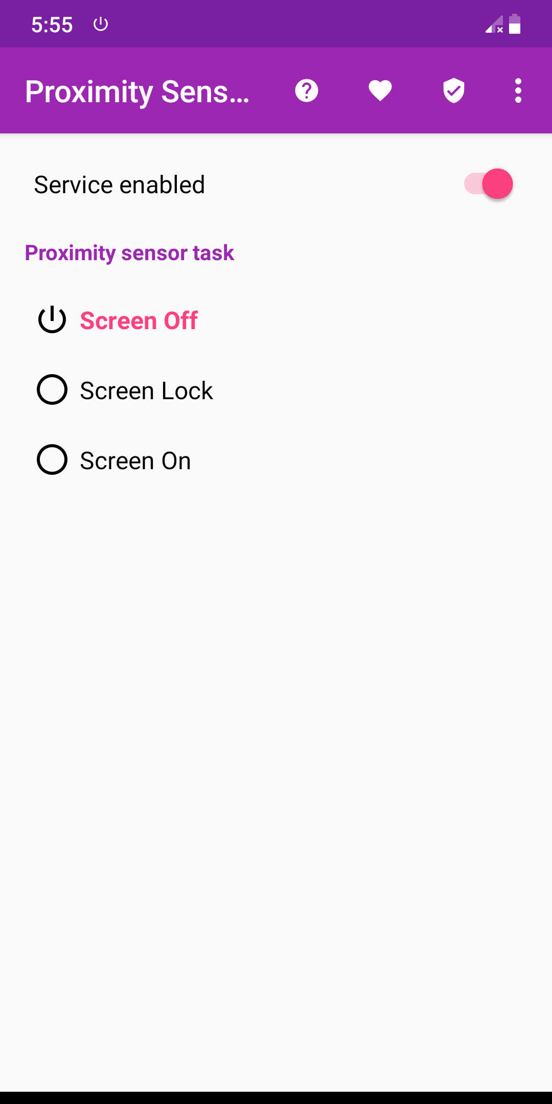 اسکرین شات 1 برنامه Proximity Sensor Screen On Off