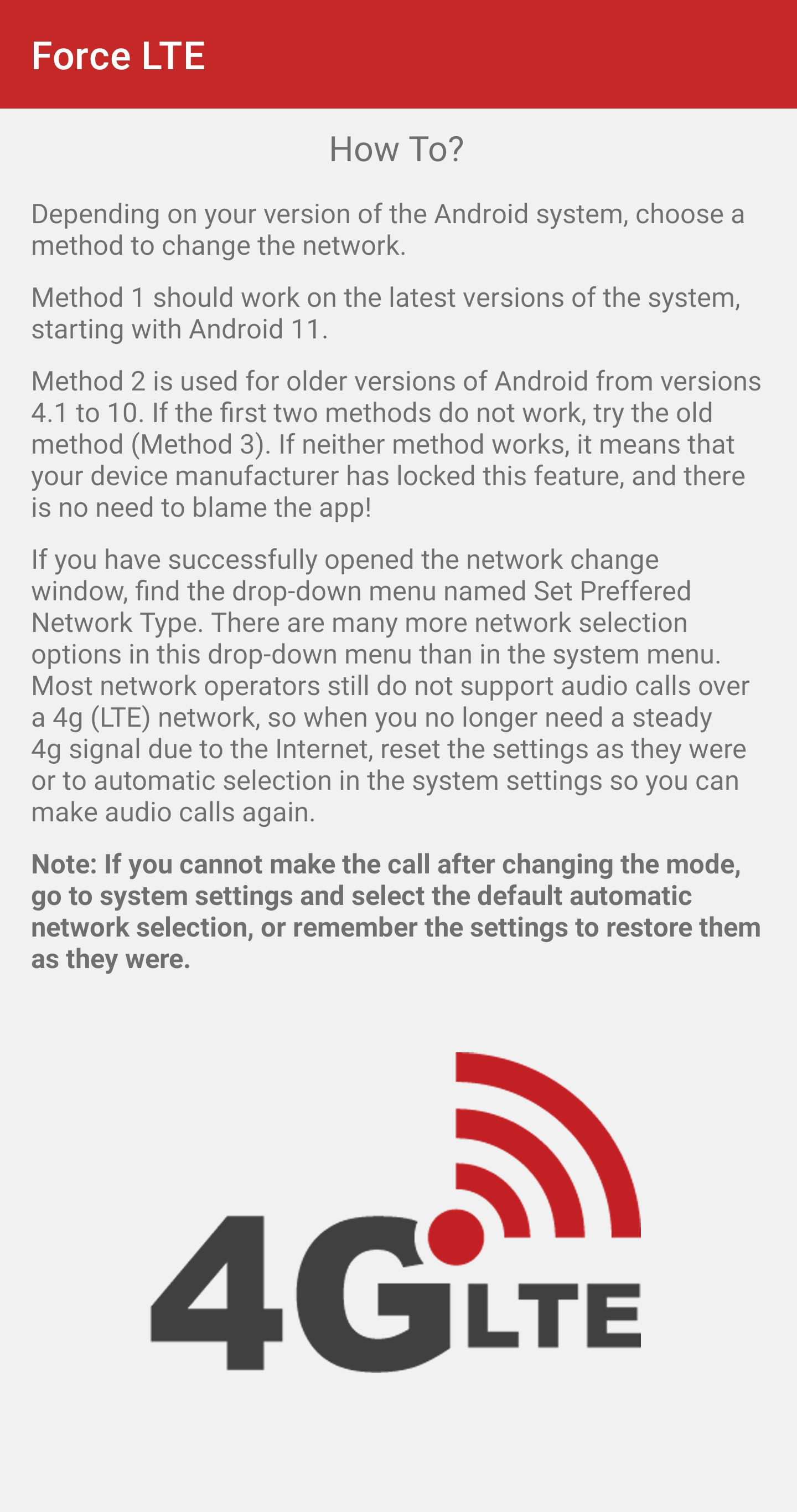 اسکرین شات 3 برنامه 4G Switcher - Force LTE Only