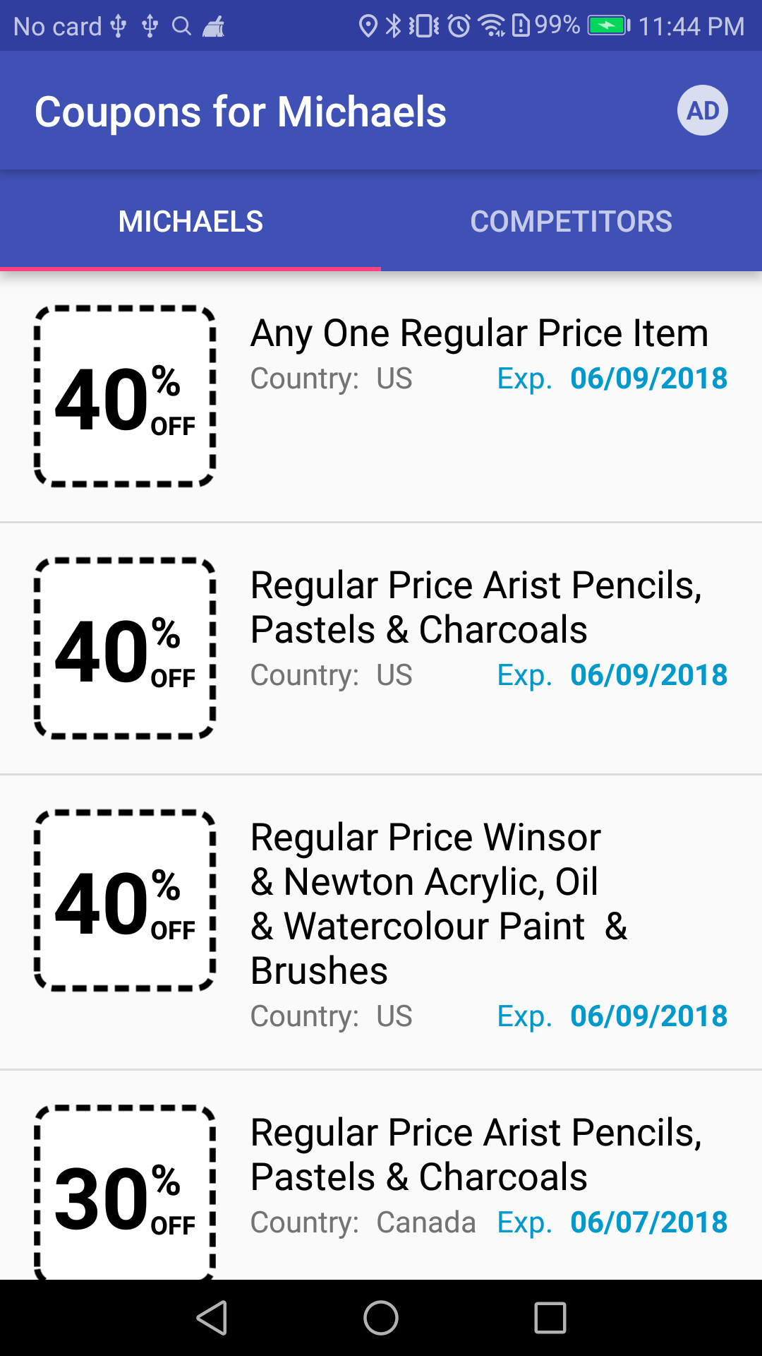 اسکرین شات 1 برنامه Coupons for Michaels