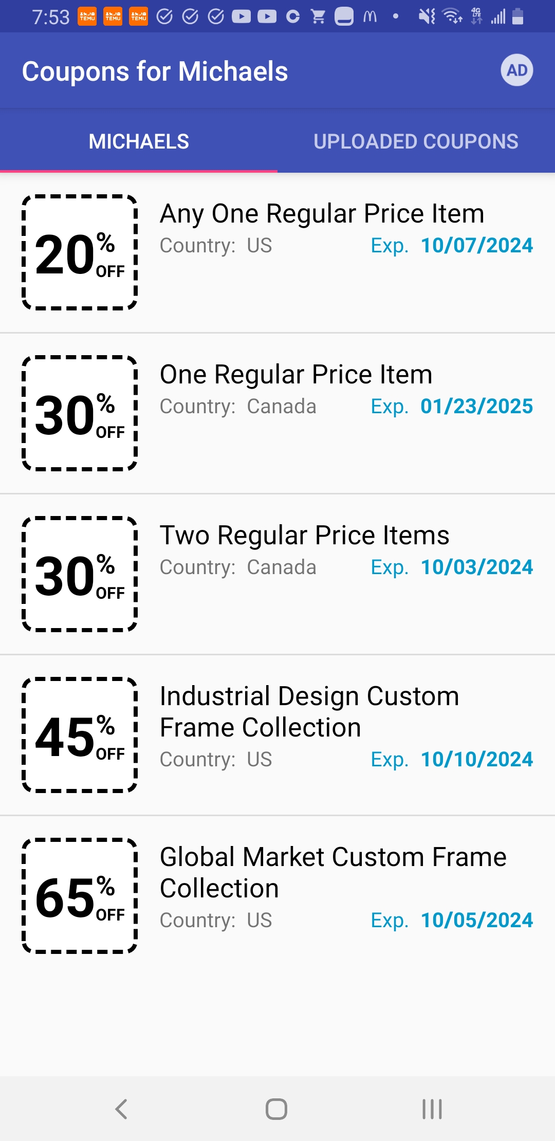 اسکرین شات 2 برنامه Coupons for Michaels