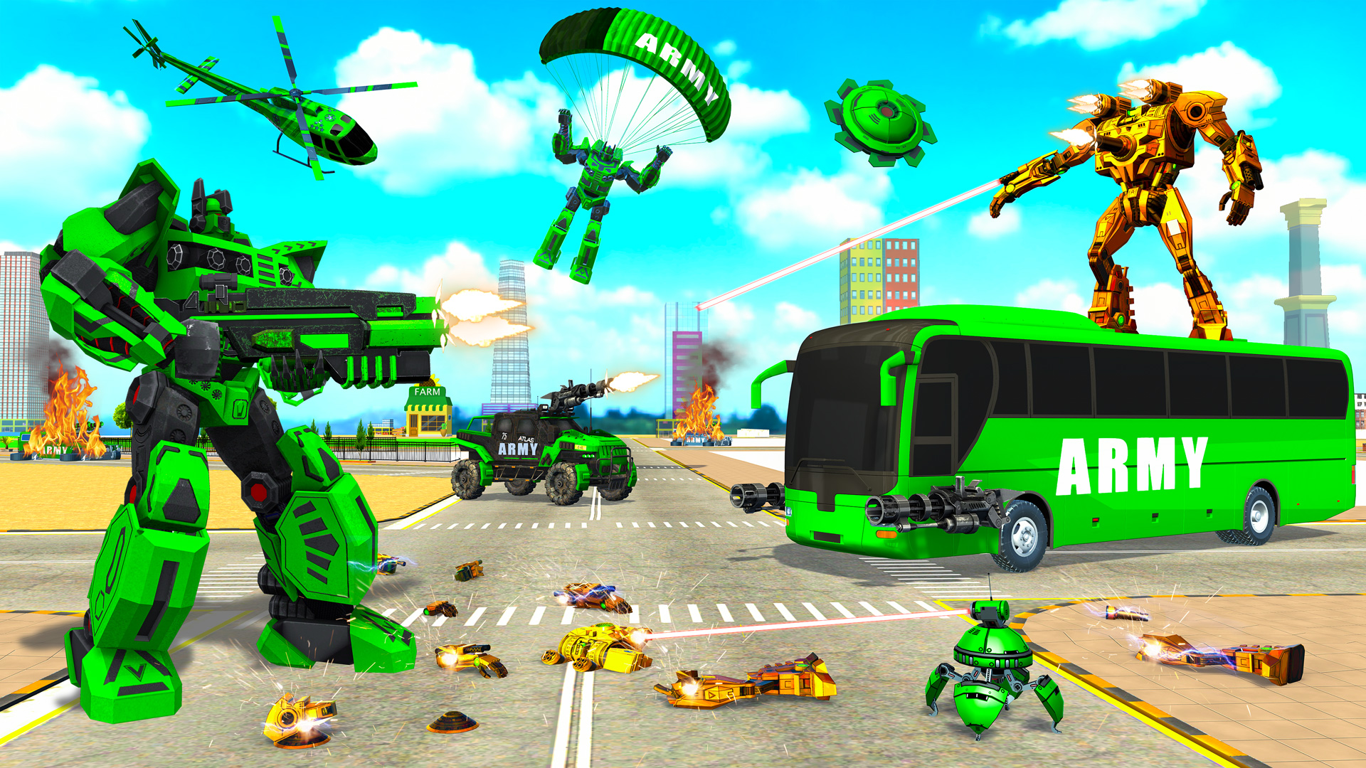 اسکرین شات 2 بازی Army Bus Robot Bus Game 3D