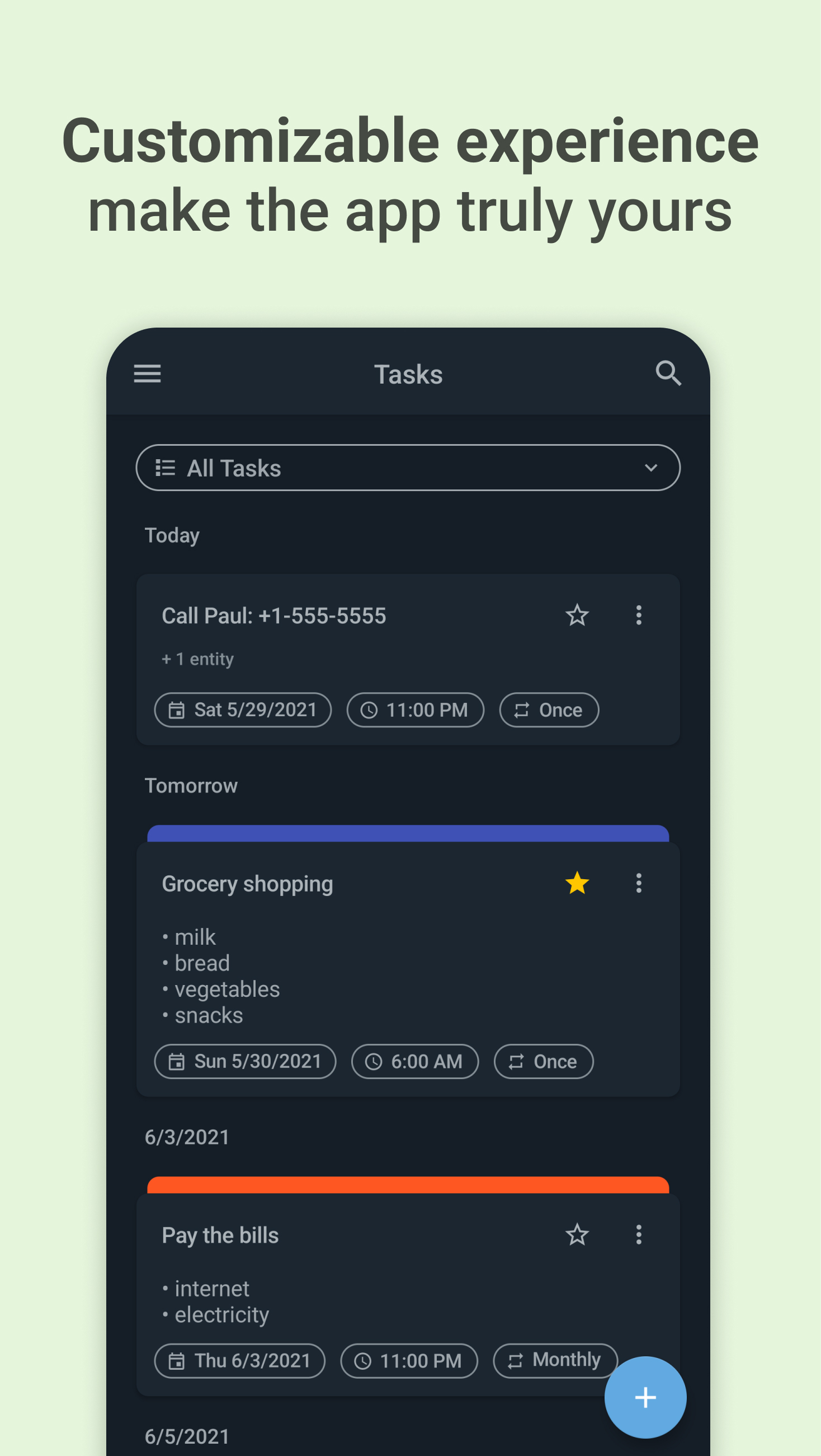 اسکرین شات 6 برنامه Taskeet - Reminders & Alarms