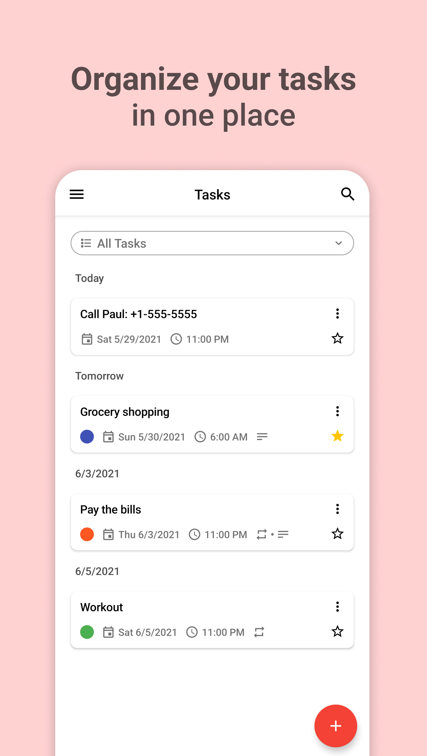 اسکرین شات 1 برنامه Taskeet - Reminders & Alarms