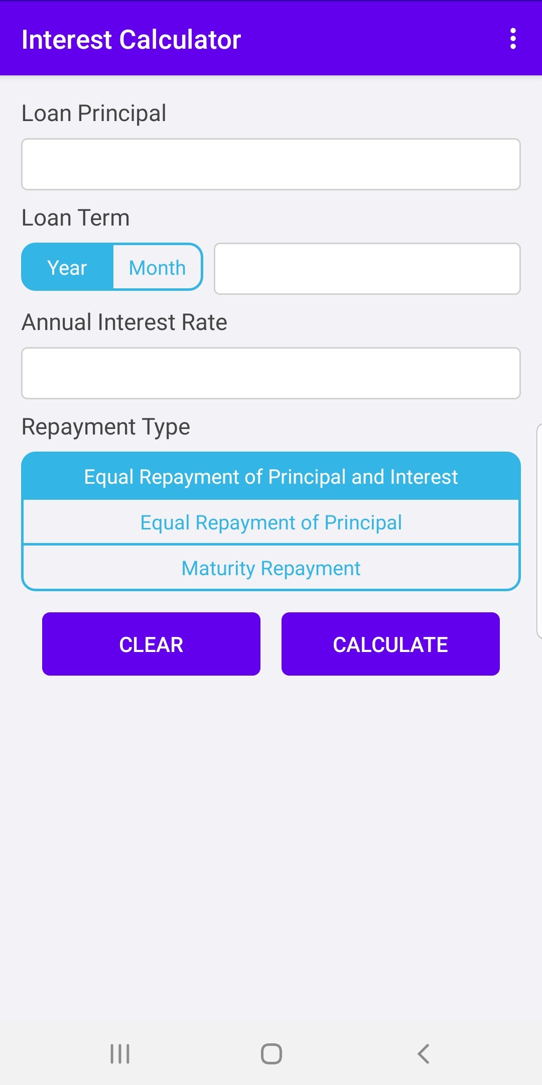 اسکرین شات 1 برنامه Loan Interest Calculator