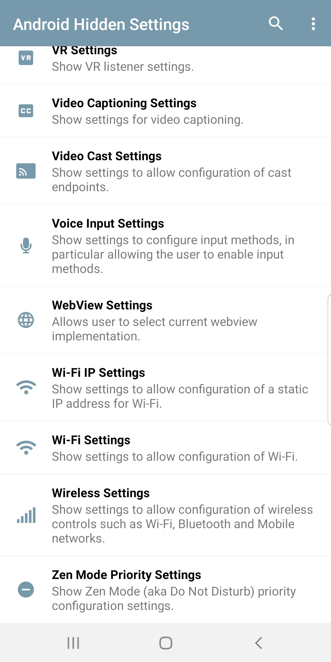 اسکرین شات 7 برنامه Android Hidden Settings