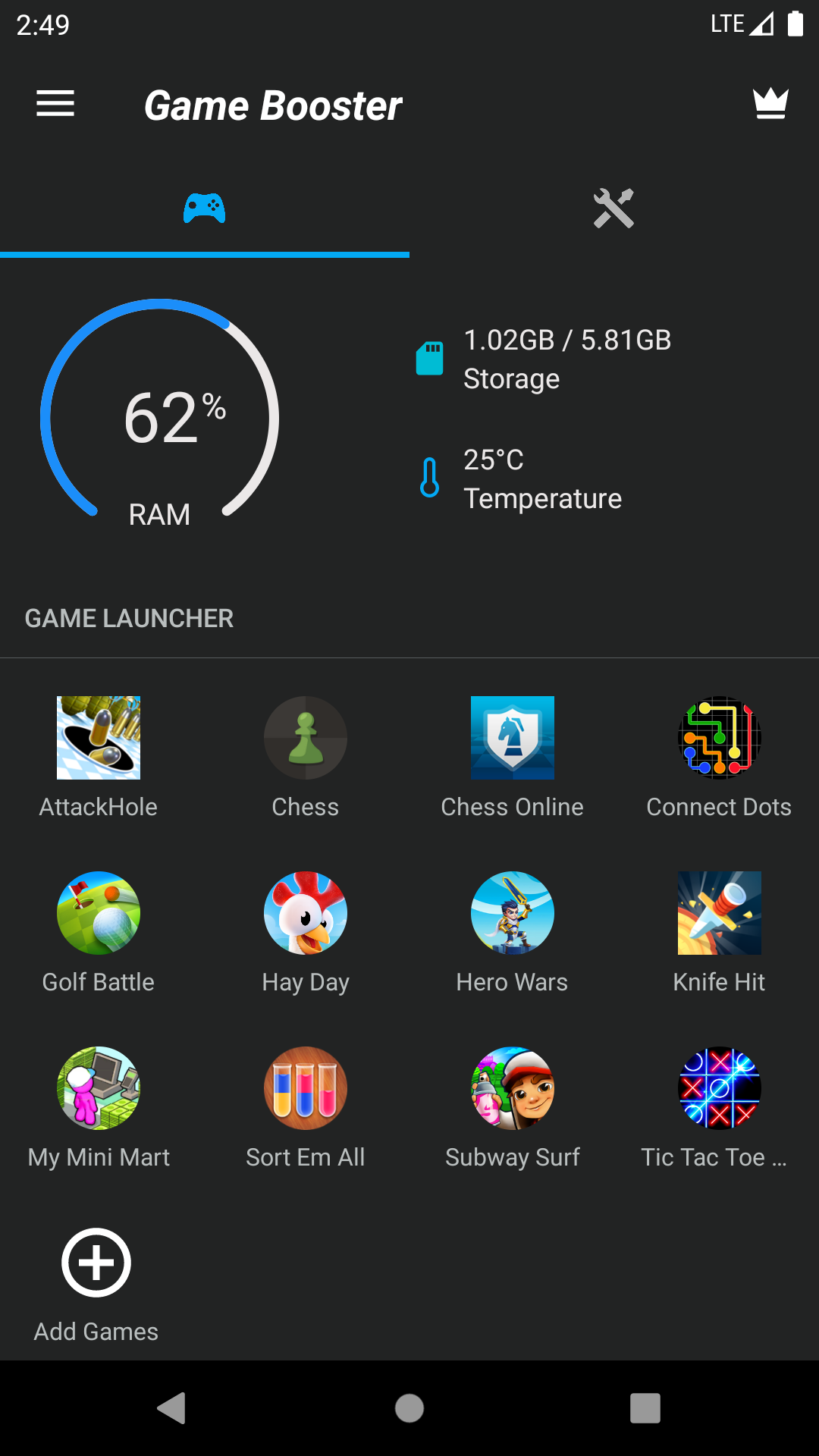 اسکرین شات 1 برنامه Game Booster: Manage, Launcher