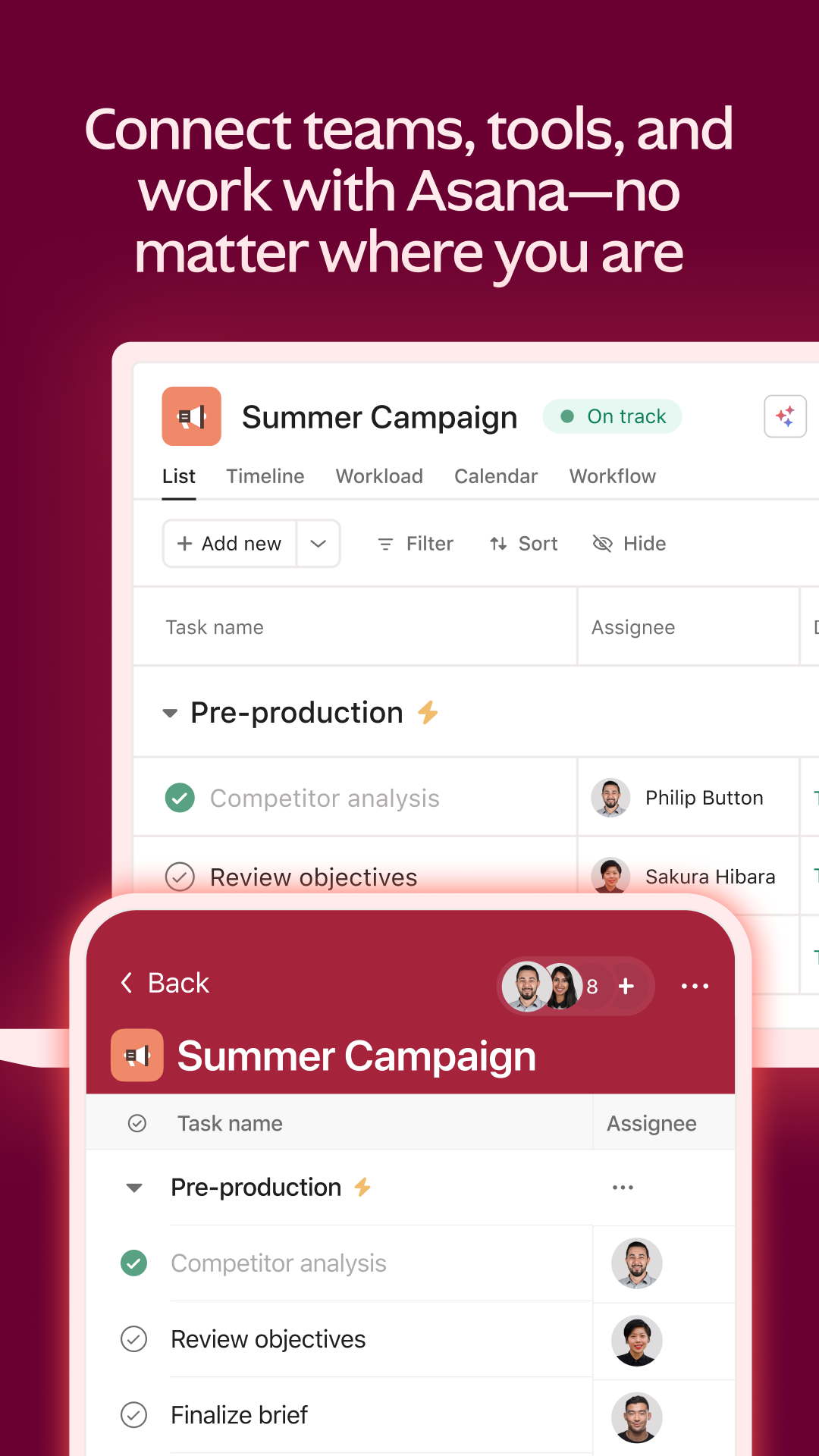 اسکرین شات 1 برنامه Asana: Where work connects