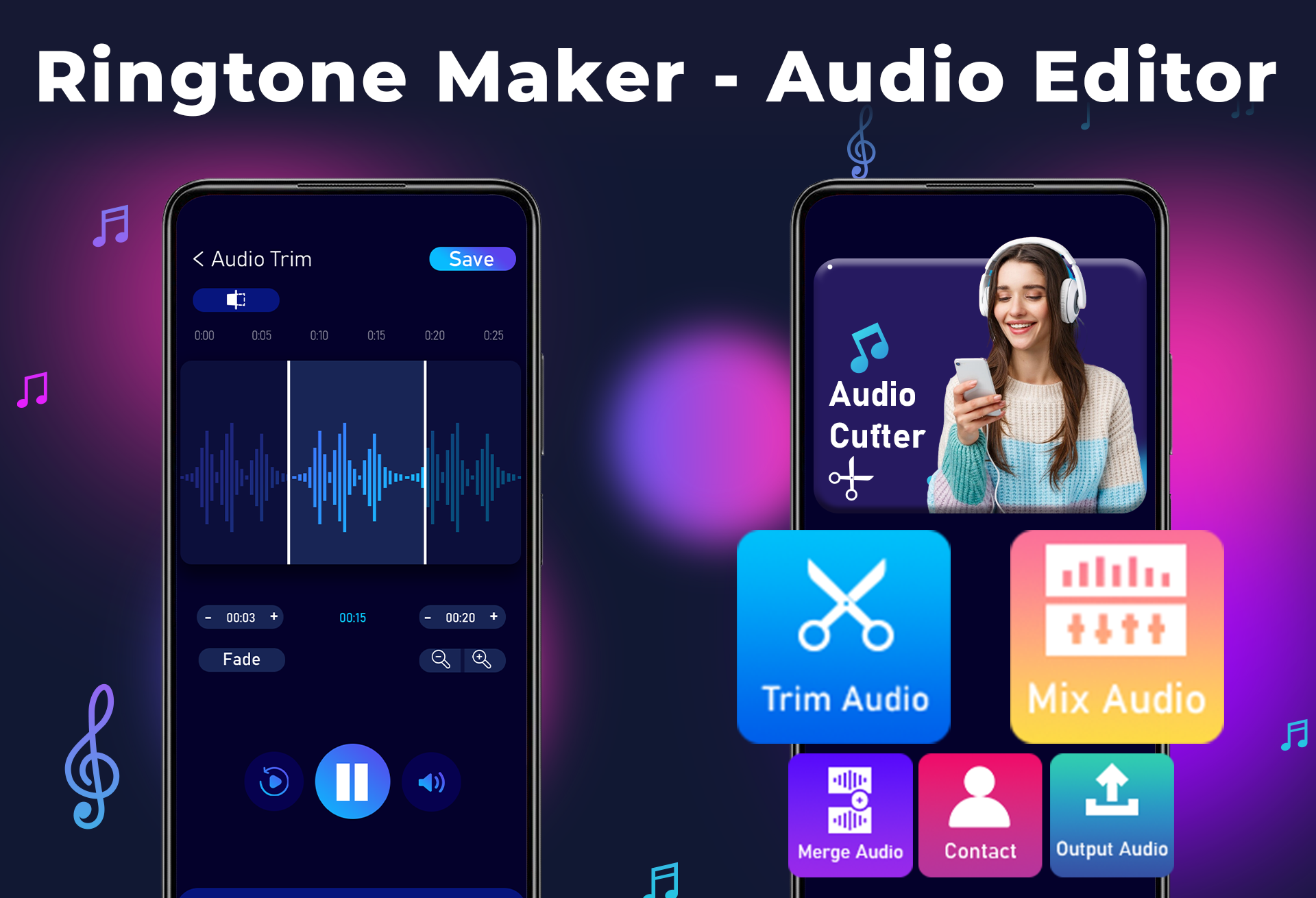 اسکرین شات 1 برنامه Ringtone Maker - Audio Editor