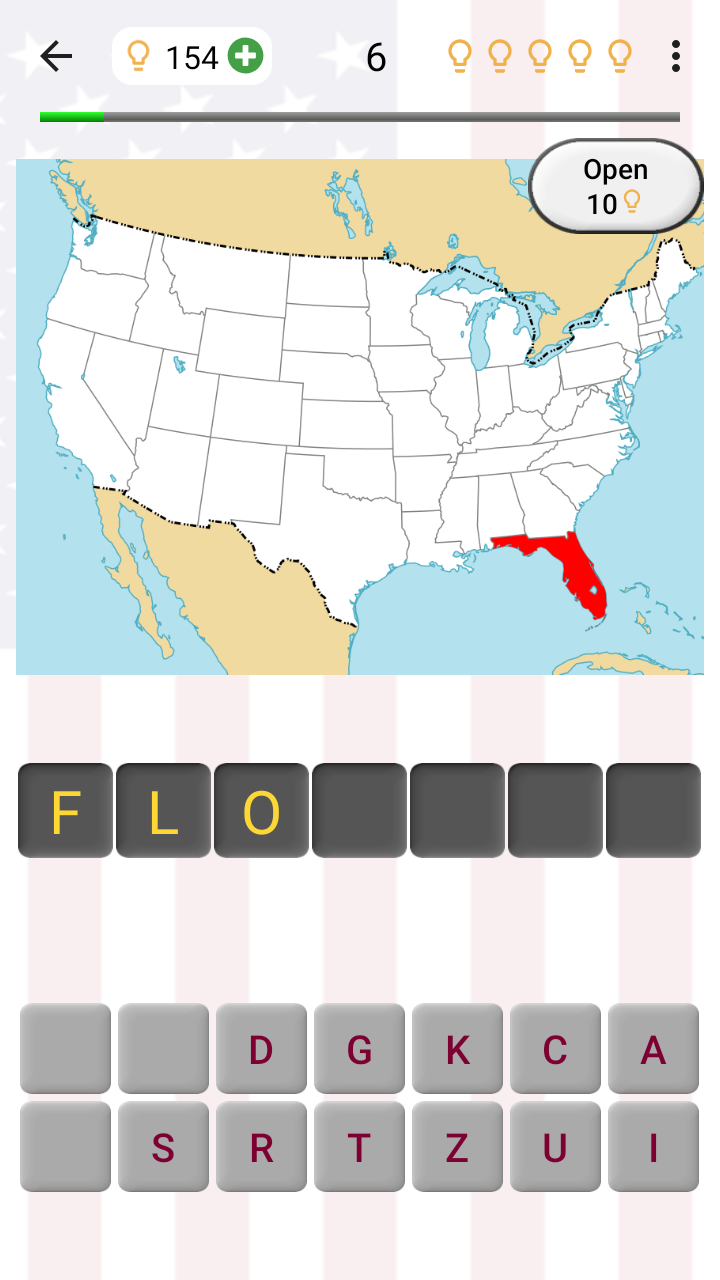 اسکرین شات 1 بازی 50 US States - American Quiz