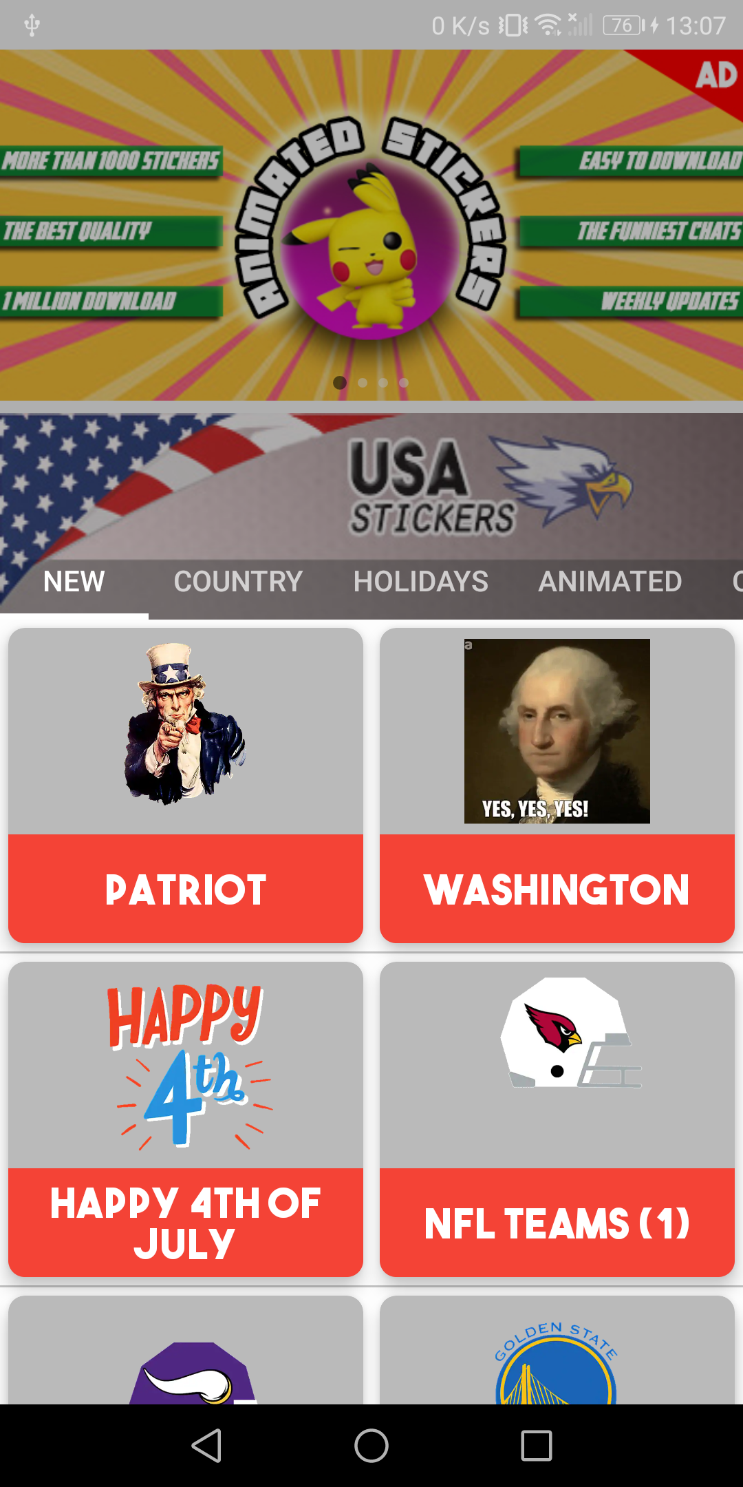 اسکرین شات 1 برنامه USA Stickers for WhatsApp
