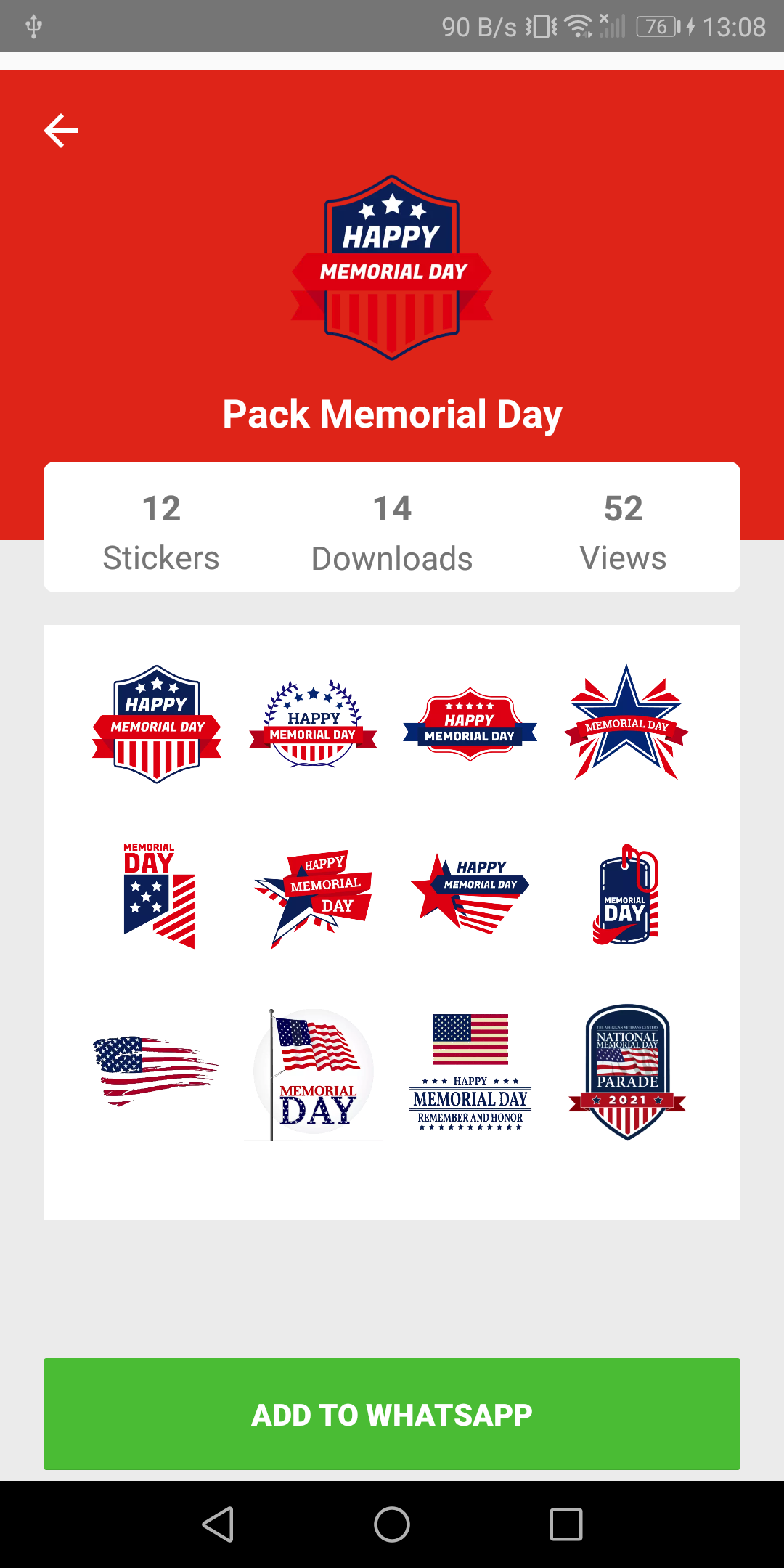 اسکرین شات 5 برنامه USA Stickers for WhatsApp
