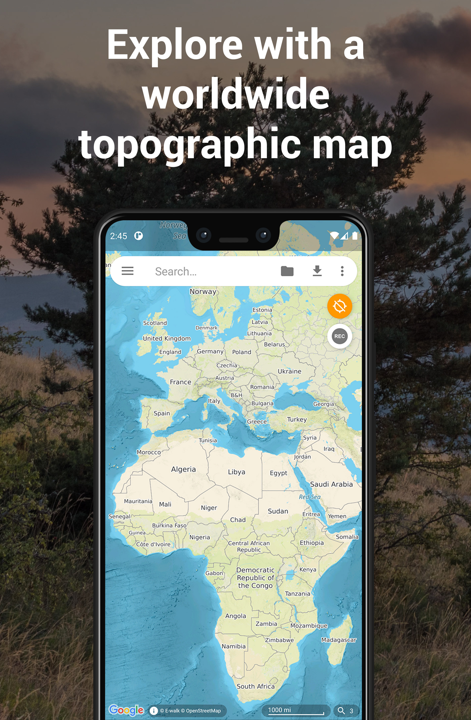 اسکرین شات 1 برنامه E-walk - Hiking offline GPS