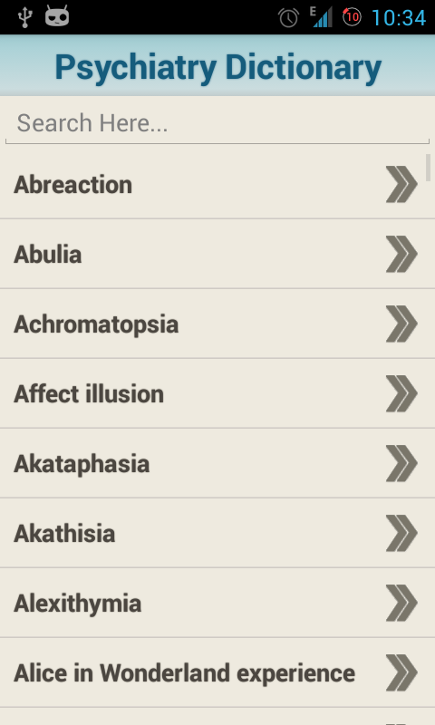 اسکرین شات 1 برنامه Medical Psychiatric Dictionary