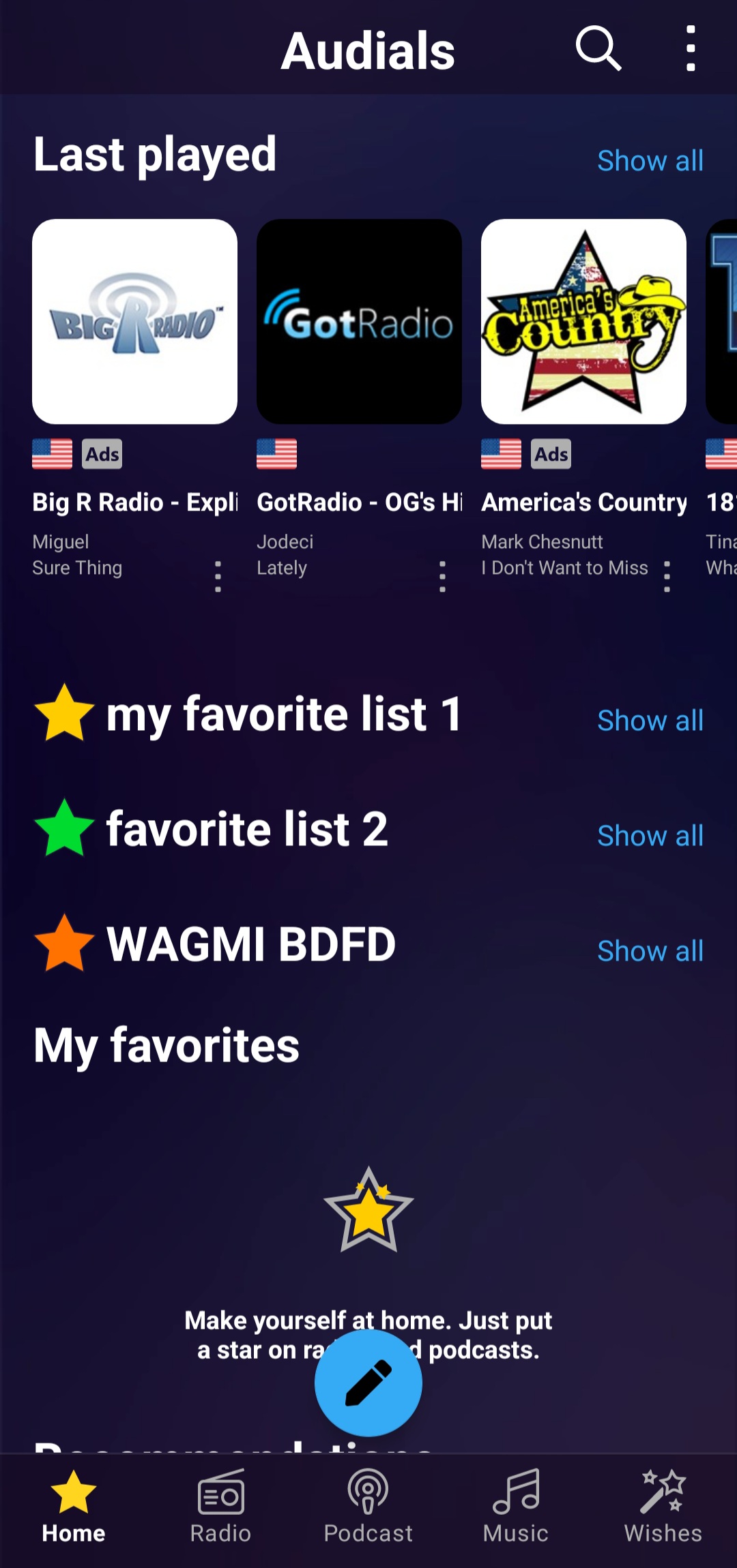 اسکرین شات 1 برنامه Audials Play: Radio & Podcasts