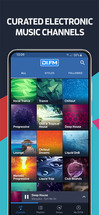 اسکرین شات 1 برنامه DI.FM: Electronic Music Radio