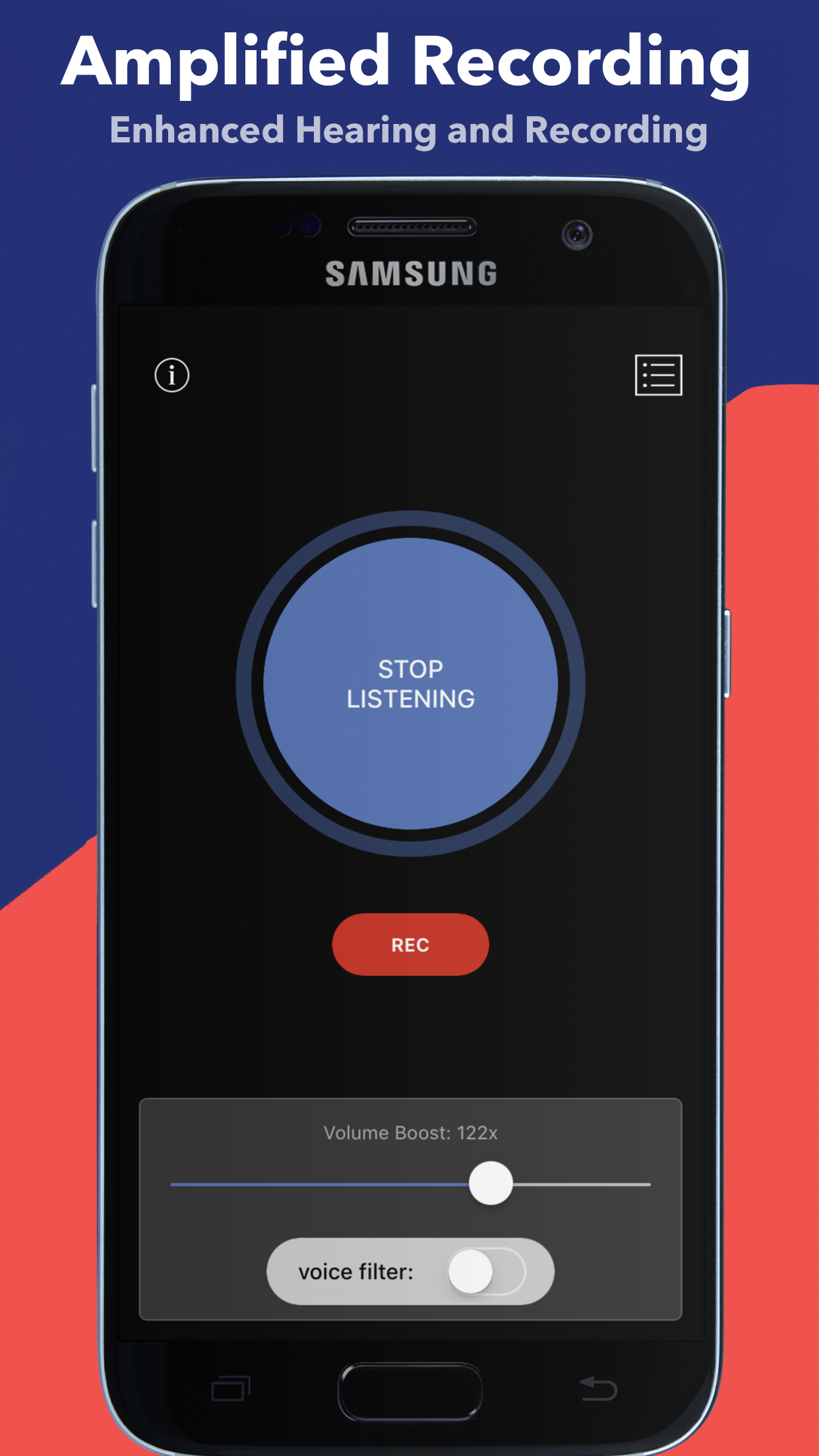 اسکرین شات 1 برنامه Hear Boost: Recording Ear Aid
