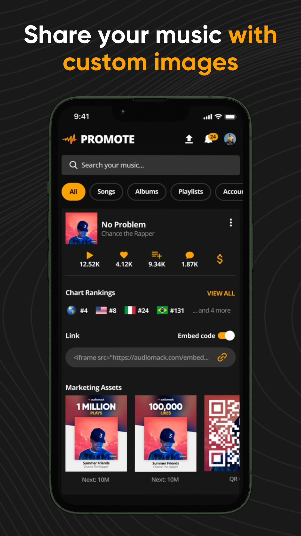 اسکرین شات 3 برنامه Audiomack Creator-Upload Music