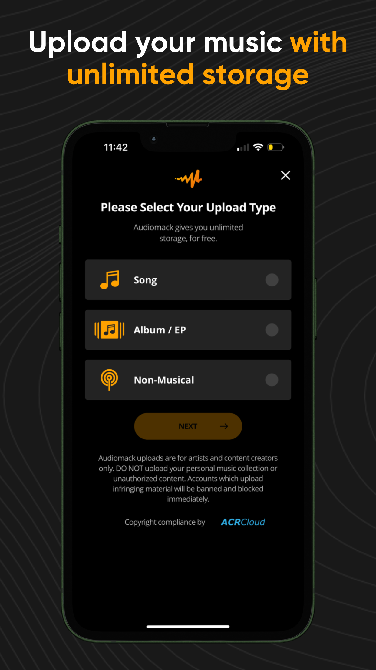اسکرین شات 1 برنامه Audiomack Creator-Upload Music
