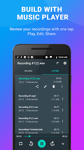 اسکرین شات 3 برنامه Voice Recorder & Audio Recorder, Sound Recording