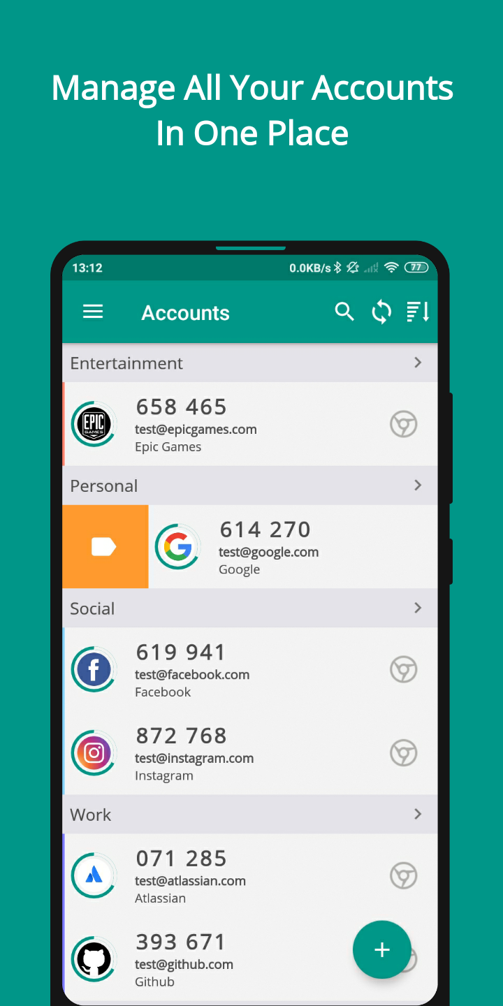 اسکرین شات 1 برنامه TOTP Authenticator – 2FA Cloud