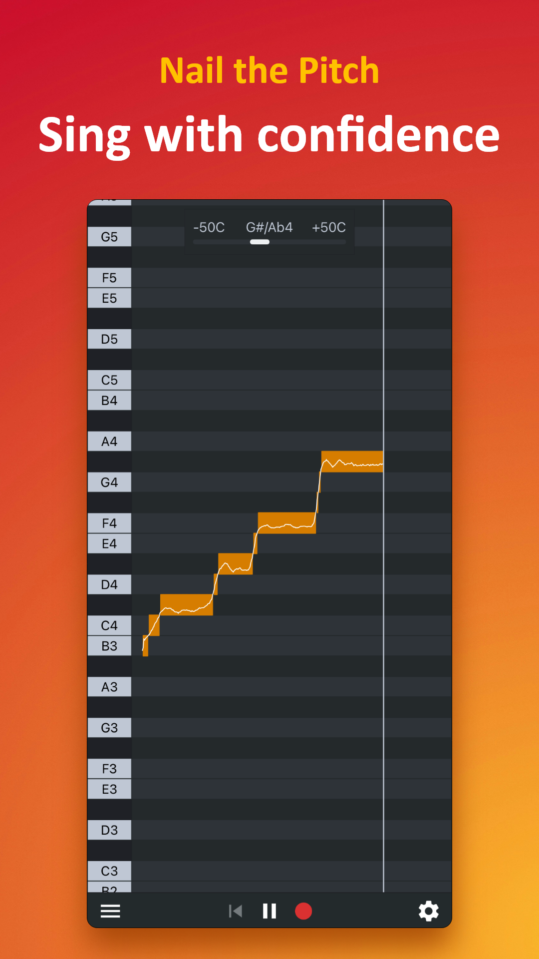 اسکرین شات 1 برنامه Nail the Pitch - Vocal Monitor