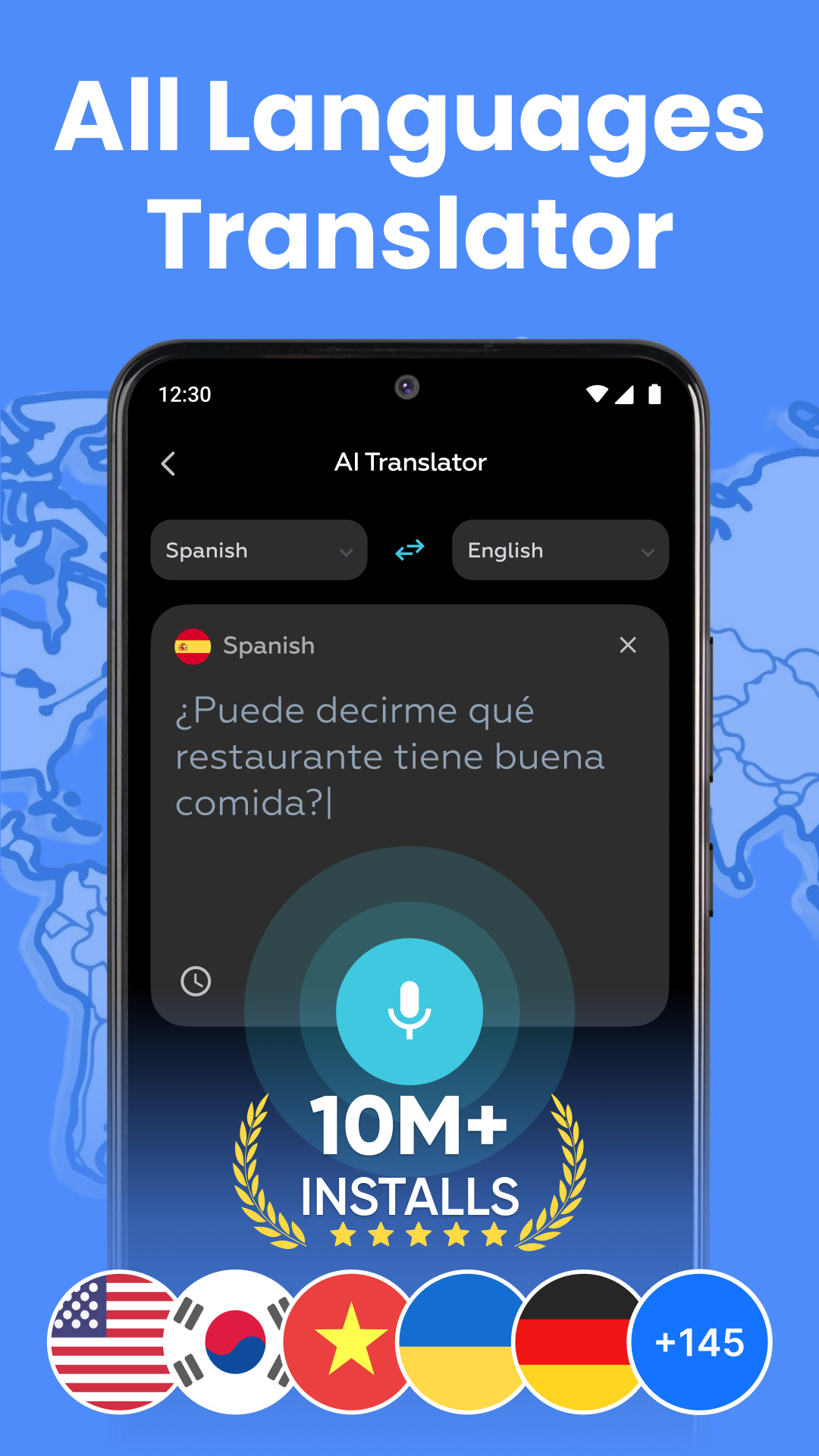 اسکرین شات 1 برنامه AI Voice Translator: Translate