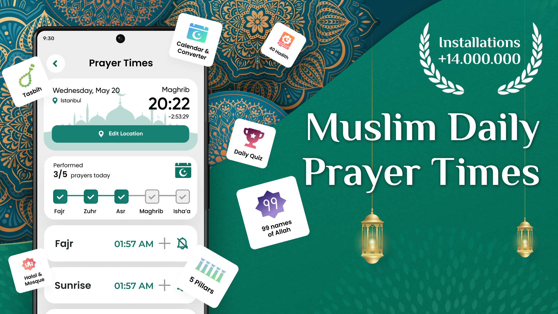 اسکرین شات 1 برنامه Prayer Times - Azan Pro Muslim