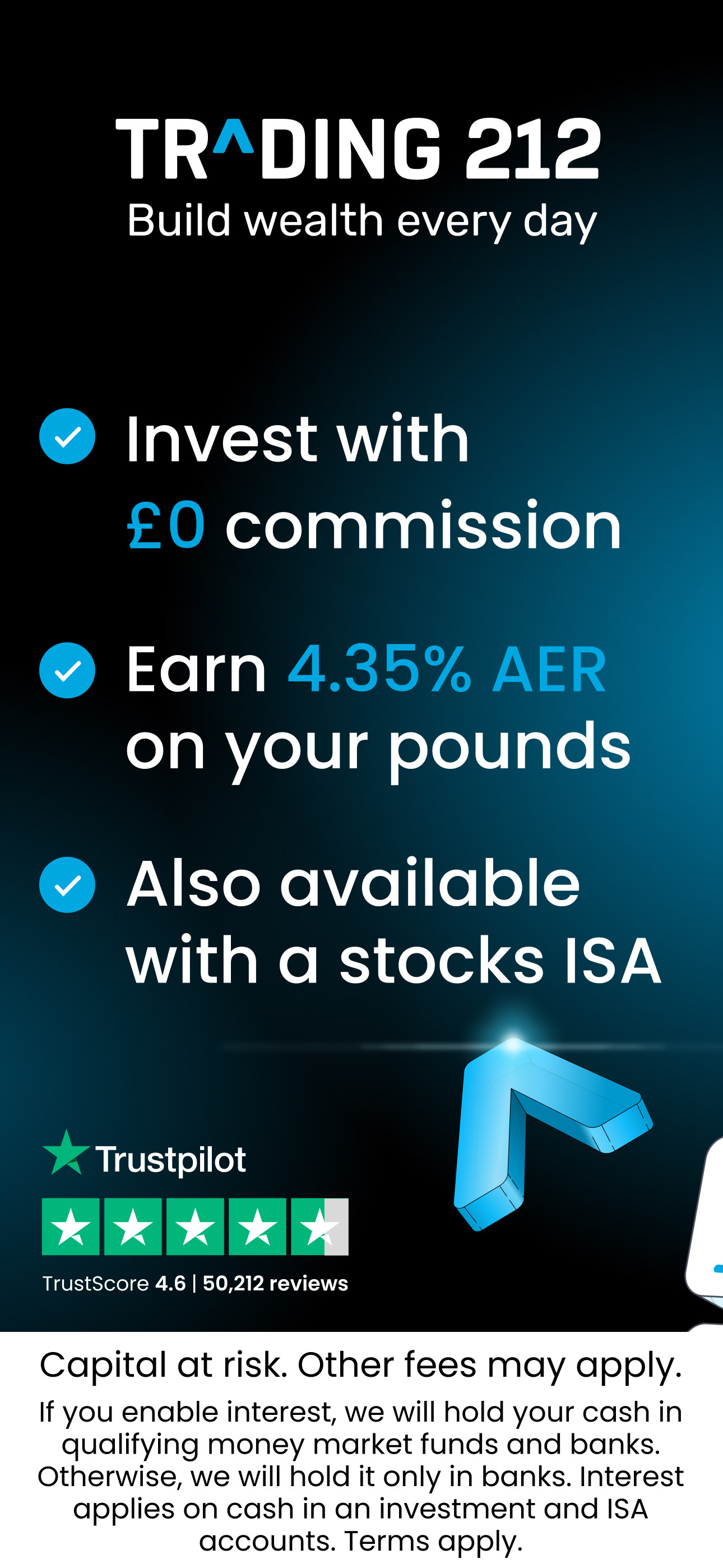 اسکرین شات 1 برنامه Trading 212: Stocks, ETFs, ISA