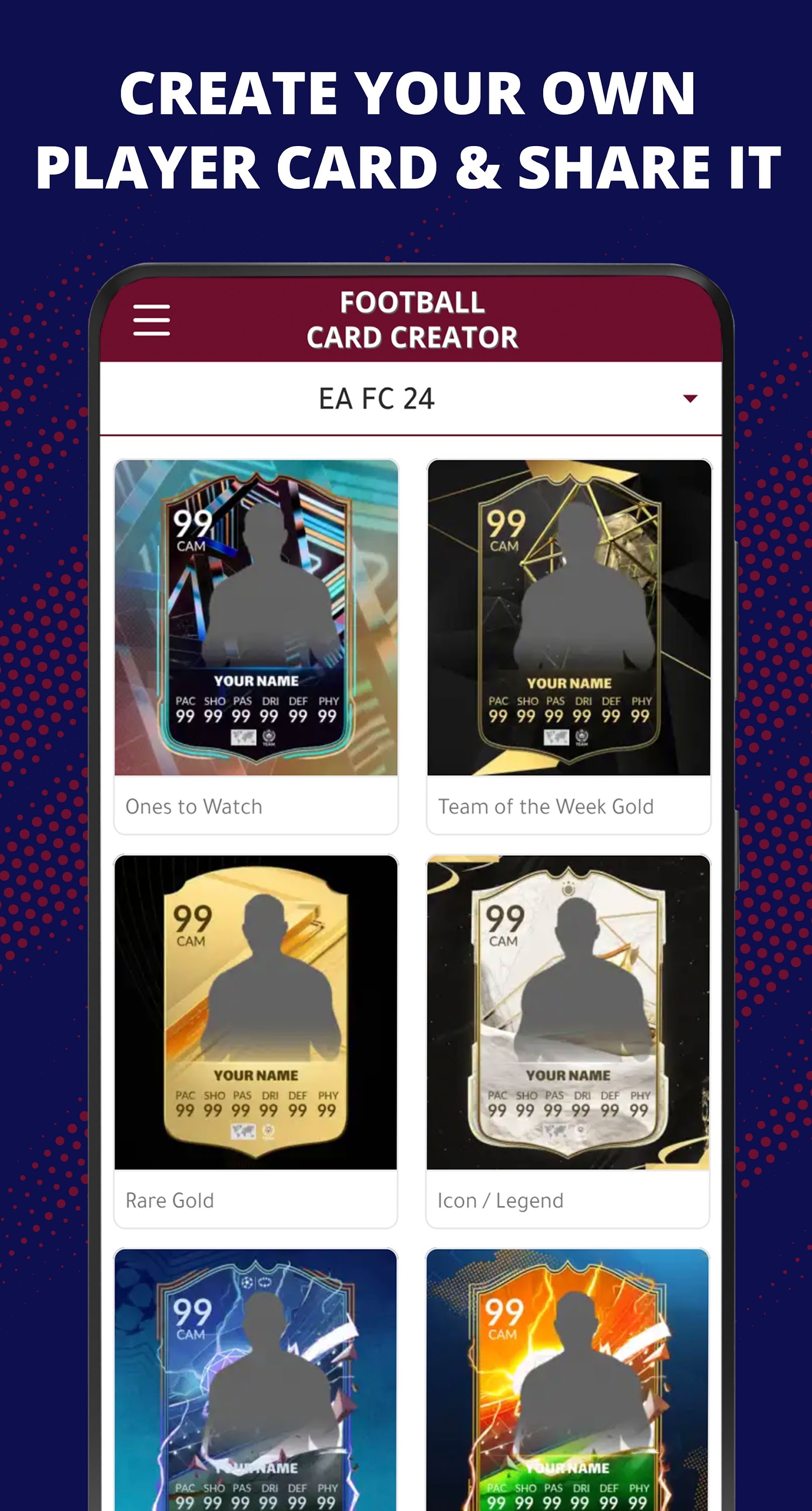 اسکرین شات 2 برنامه FUT Card Creator 24