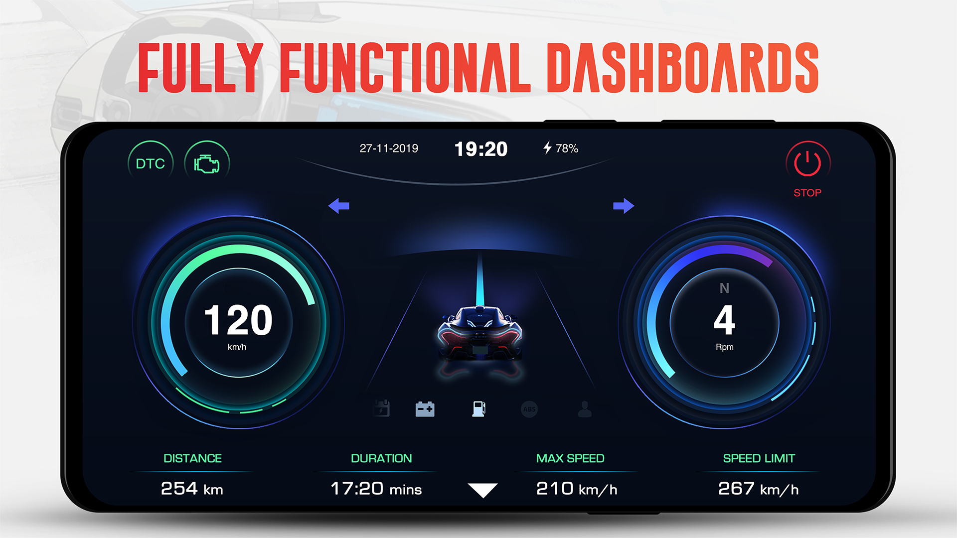 اسکرین شات 1 برنامه GPS Speedometer OBD2 Dashboard