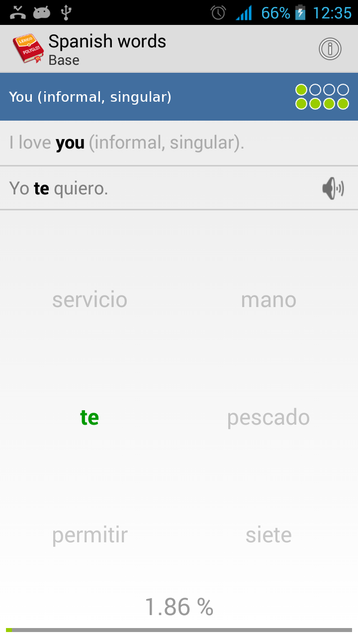 اسکرین شات 3 برنامه Learn Spanish Vocabulary